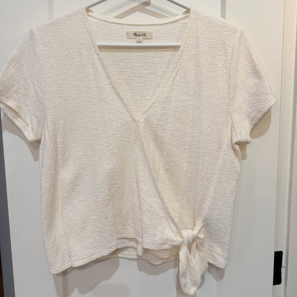 Madewell Textured Cotton Cropped Wrap Top